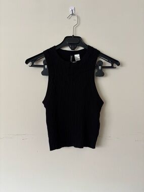 H&M Divided Black Ribbed Sleeveless Crop Tank